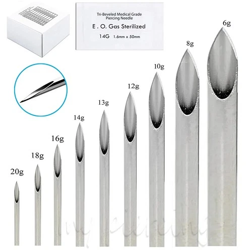 2pcs. Pre-Sterilized Disposable 316L Surgical Steel Body Piercing Needles - product listing photo