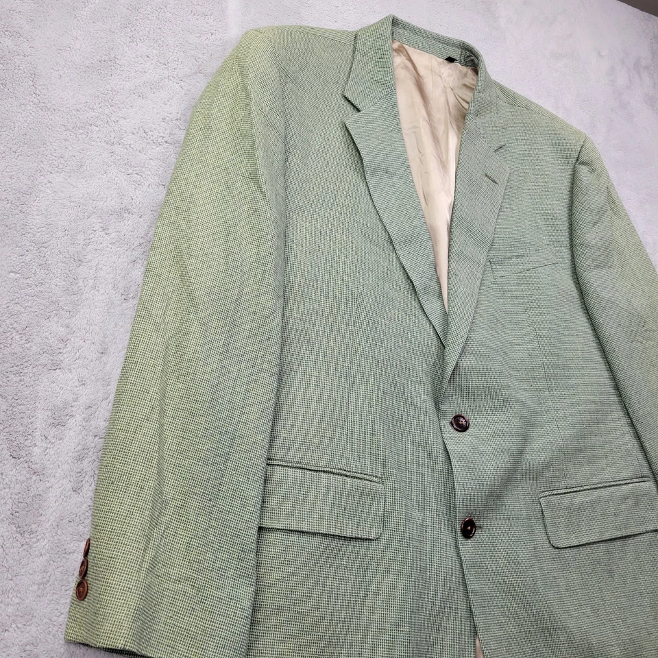Blazer Orvis 100% Seda Para Hombres 46R Verde Dos Botones Abrigo Deportivo Chaqueta Forrado Bolsillos Foto 4 de 4