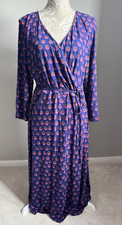 WHITE STUFF PURPLE/PINK CIRCLE PRINT V-NECK MIDI DRESS SIZE 16