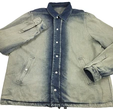 $1520 DRKSHDW Rick Owens Distressed Mineral Pearl Denim Shirt Jacket Mens Large