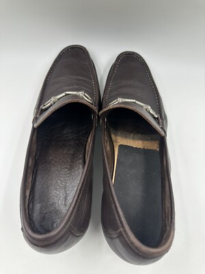 Salvatore Ferragamo Gancini Textured Brown Calfskin Shoes Sz  display picture 1