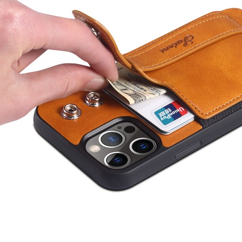 Shockproof Wrist Strap Card Leather Phone Case for iPhone 15 14 13 12 Pro Max - Picture 3 of 10