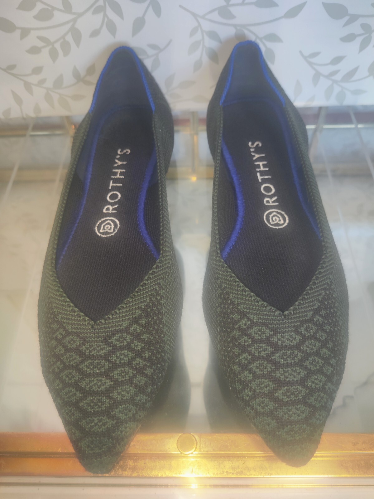 Rothys The Point Rare Lapis Python Green Flats Wo… - image 1
