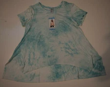 ACTIVE LIFE Womens Shirt Teal Tie Dye Fitness Loose NWT M Medium 