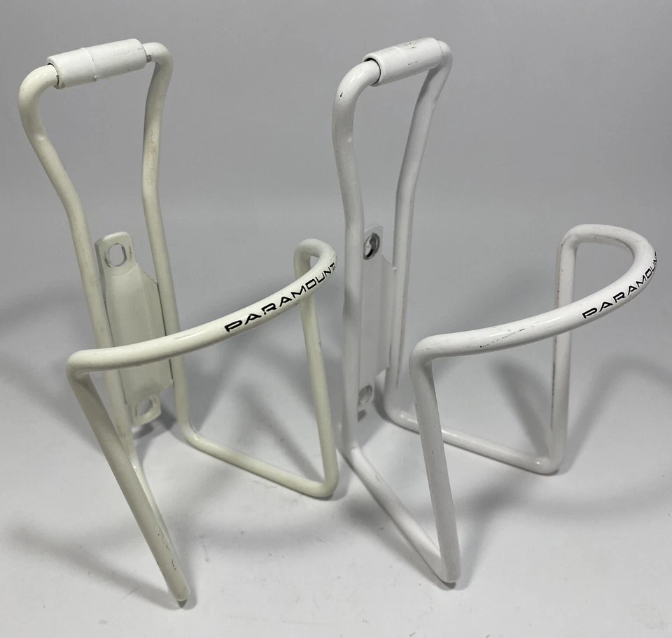 Juego de jaulas para botellas de agua Schwinn Paramount vintage par aluminio blanco vieja escuela Foto 2 de 4
