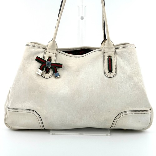 GUCCI Shoulder Bag Purse Sherry Line Princy Leather White Auth - Picture 2 of 24