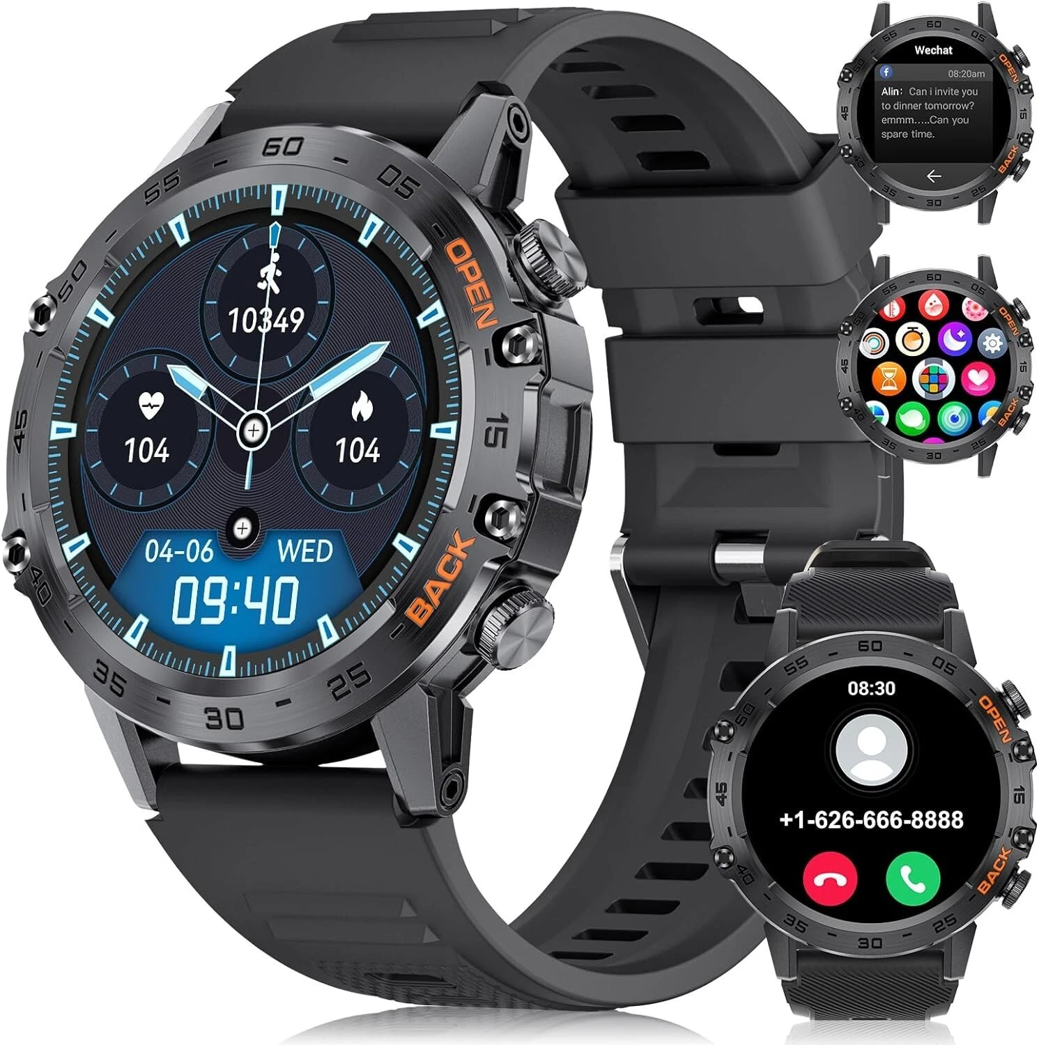 Smartwatch Men's Phone Function Wristwatch Sport Watch for iPhone Samsung Huawei