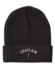 Cristian Chaplain Cross  Embroidery Embroidered Beanie Skully Hat Cap