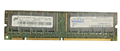 Crucial 256MB 32Mx64 Dimm SDRAM  CL2 133MHz Memory Card CT32M64S4D7E PC133U Used