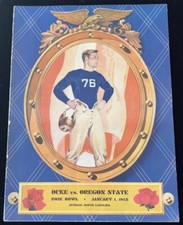 rare 1942 ROSE BOWL DUKE & OREGON STATE COLLEGE FOOTBALL GAME PROGRAM Durham, NC