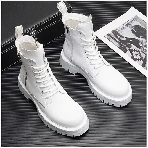 Hombres Botas Punk Prendas para el torso Altas Motocicleta Informales Botines Aumento de Altura Zapatos - Imagen 7 de 12