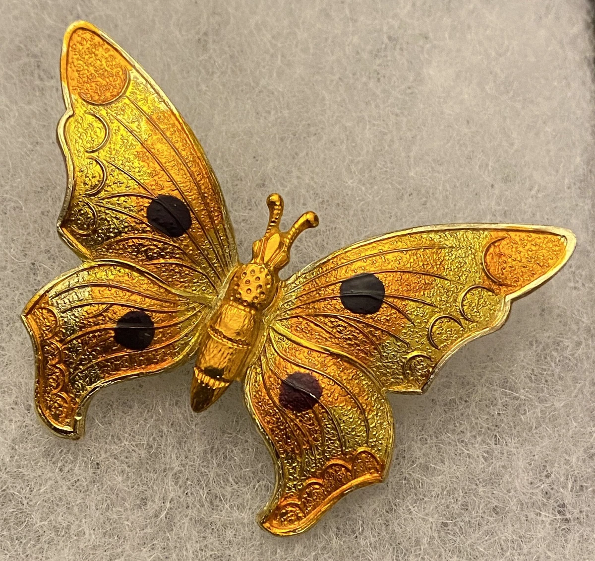 Vintage Made In GERMANY Textured Gold Tone Orange Gold Butterfly