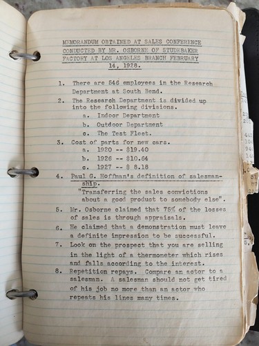Vintage Studebaker Automobile Salesman's Binder 1920s Data Notes Clippings WOW!! - Picture 7 of 24