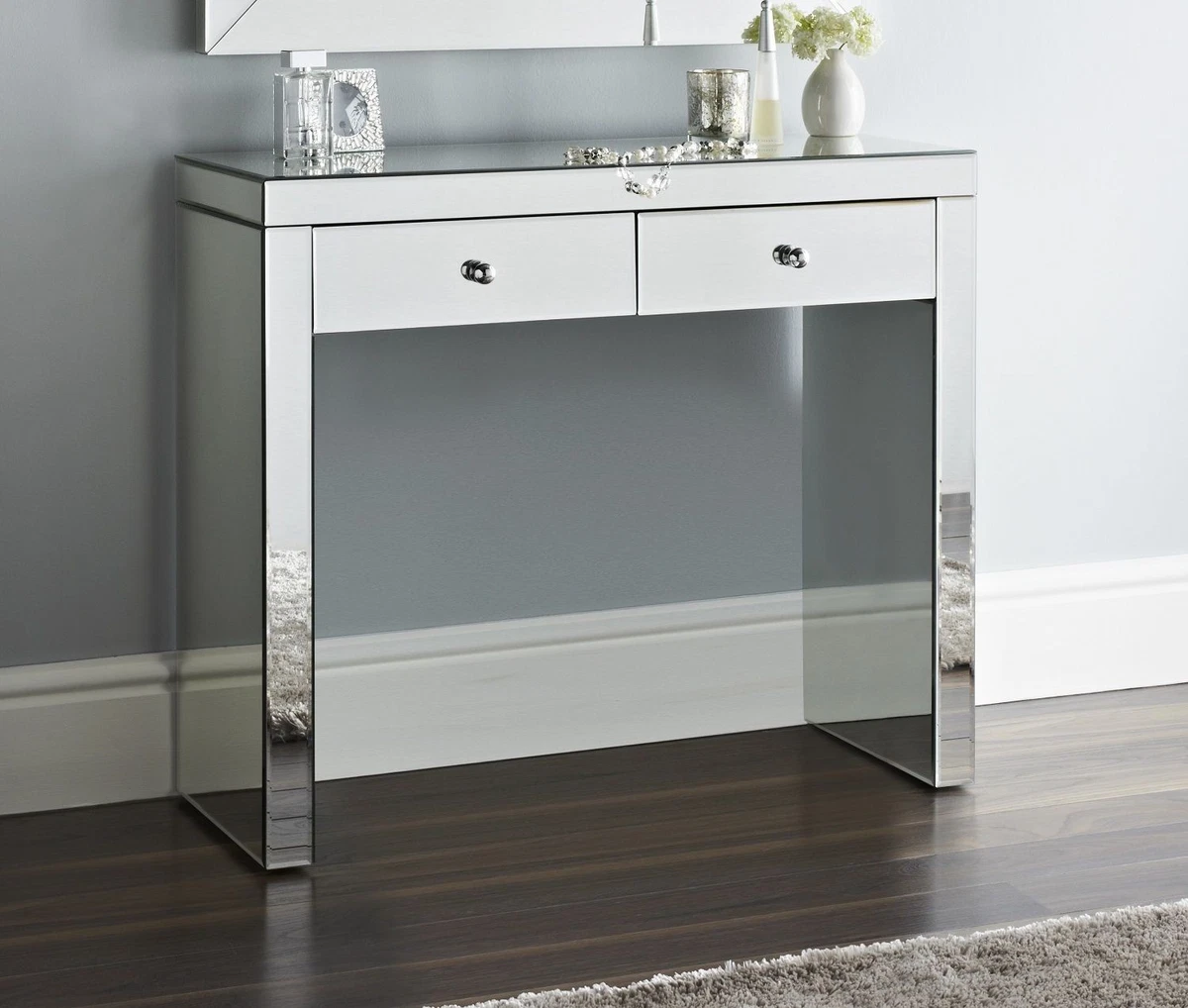 Glass vanity 2024 table with mirror