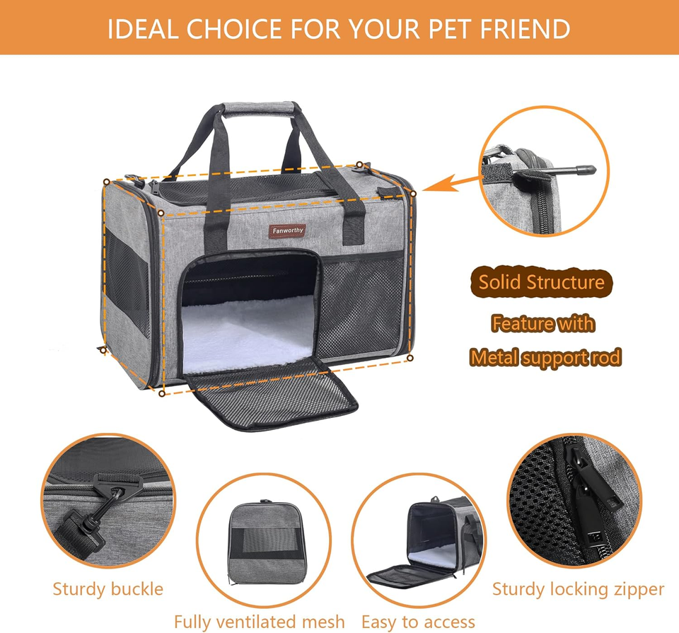 Cat Carrier Pet Carrier Airline Approved, Soft Sided Dog Travel Carrier