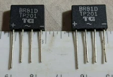 Lot of 2 TCI BR-81D 2 Amp 100 Volt Inline Bridge Rectifier