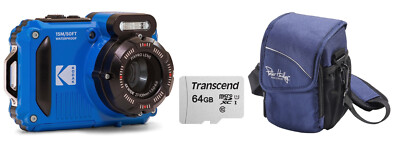 Kodak WPZ2 blau + Zubehörpaket 64GB + Tasche Wasserdichte Digitalkamera