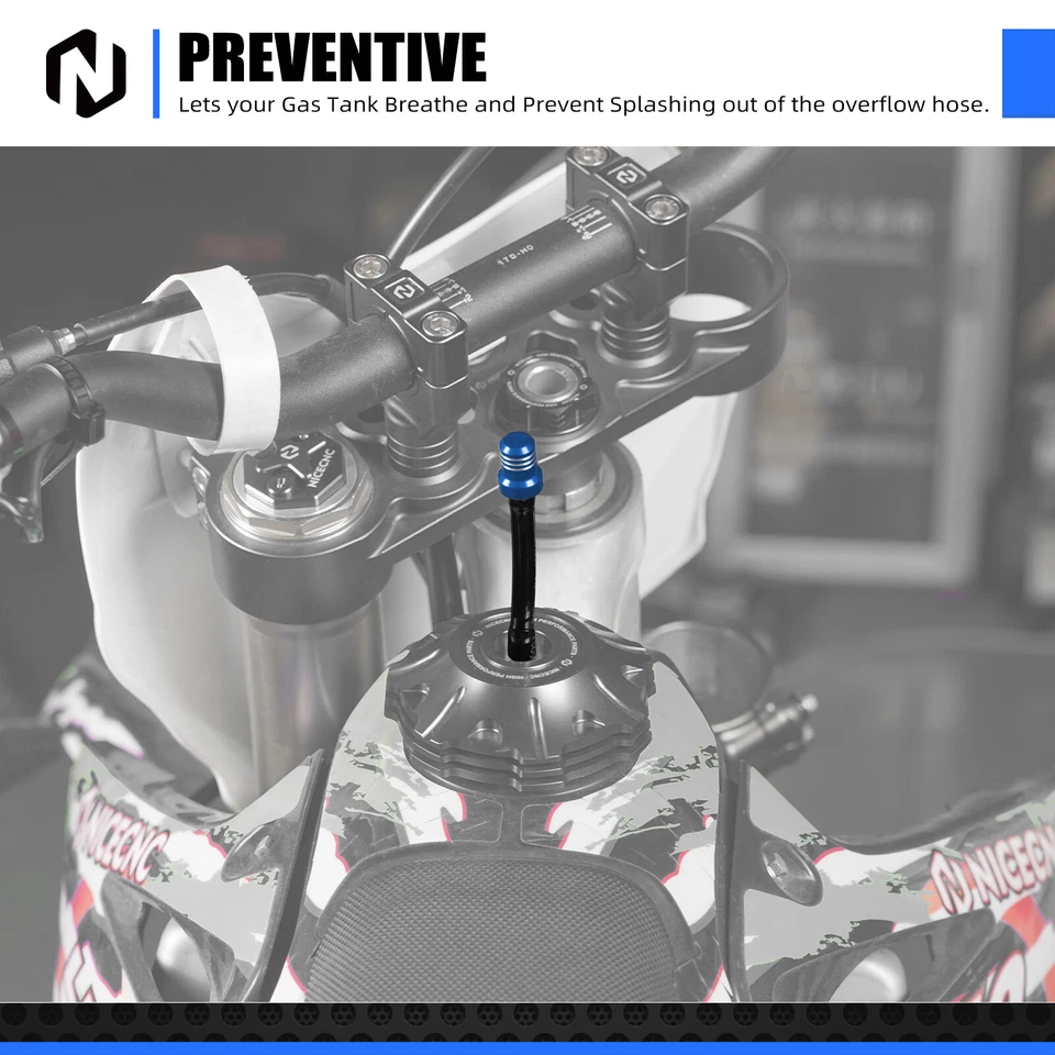 Tubo de manguera de ventilación de válvula de tapa de combustible de gas azul para Husqvarna TC250/450 2004-10 Foto 2 de 4