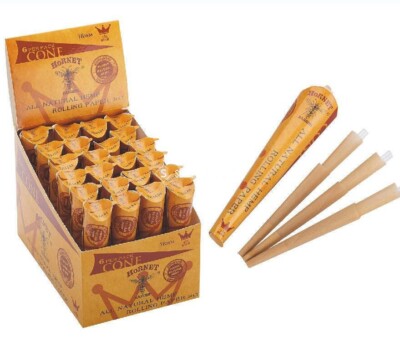 Hornet Cones Pre-Rolled King Slim 1 1/4 Rolling Paper RAW Alternative Full Box