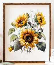 Floral Art Print, Sunflower Wall Art Decor, Botanical Wall Art, Nature Decor 45