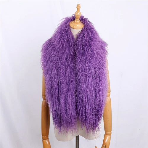 Women Real Mongolian Lamb Fur Scarf Shawl Double Side Lamb Neckerchief Wraps - Picture 25 of 28