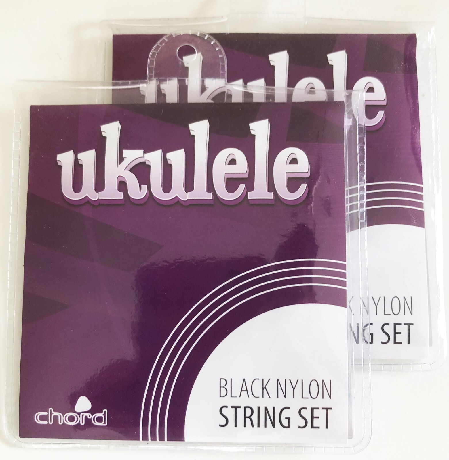 2 Sets Of Black Nylon Ukulele Strings By Chord, Plain End