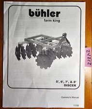 Buhler Farm King 5 6 7 8' Discer Disc Owner's Operator's & Parts Manual 11/00