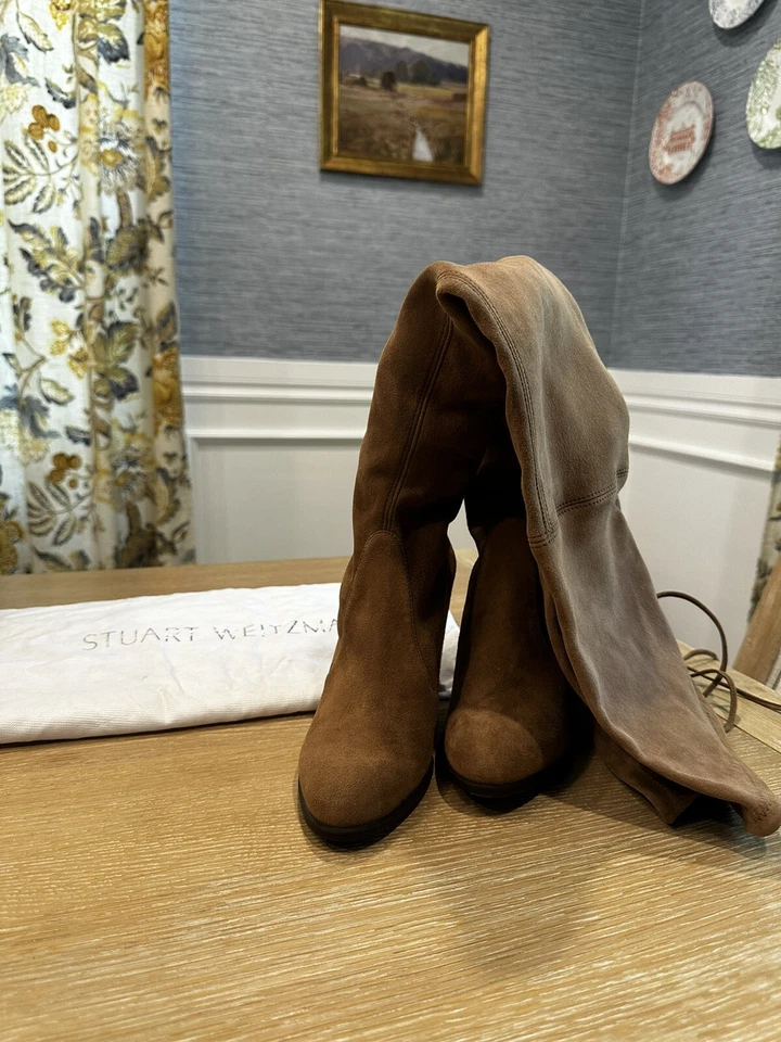 Stuart Weitzman Over the Knee Boots, Light Brown Suede, Never Worn 6.5 US - Image 2 of 3