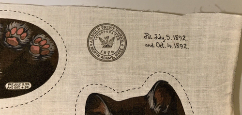 Antique 1892 Arnold Print Works Original GOOD LUCK KITTENS Cat Linen Fabric Panl - Picture 4 of 6
