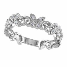 Natural Round Diamond Butterfly Shaped Ring In 10K Solid White Gold