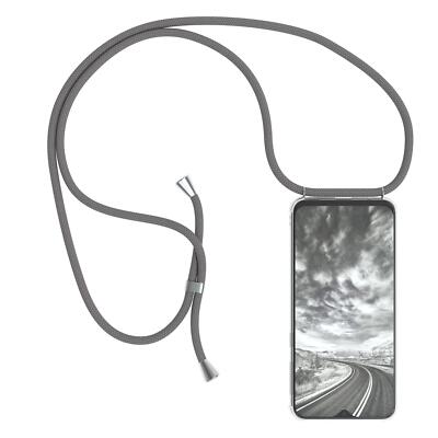 Für Samsung Galaxy M20 Hülle mit Kette Band Seil Soft Case zum Umhängen Grau