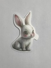 Cute White Bunny Sticker, 2.5 Inch, Matte Vinyl, Die Cut, 0005b