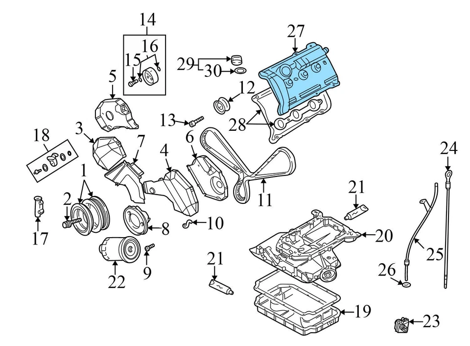 2003-2004 AUDI A6 QUATTRO 2.7L - Right Engine Valve / Cylinder HEAD Cover - Image 3 of 4