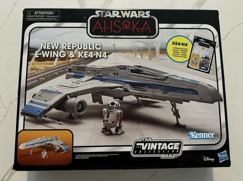 2024 Star Wars Vintage TVC E-WING FIGHTER 3.75" Hasbro Vehicle & KE4-N4 Droid