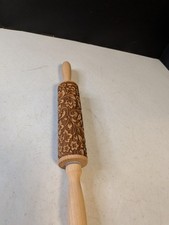Rodillo de madera en relieve Springerle rodillo de masa galletas hornear arcilla cerámica