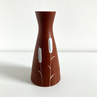 Vase aus Porzellan von Fasold & Stauch Schilfdekor Mid Century Modern 1950er
