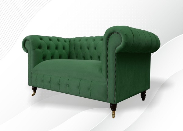 Chesterfield 2 Sitzer Designer Sofa Couch Polster Sofas Couchen Stoff Textil Neu-image