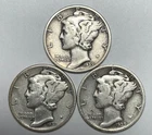 1939, 1939-D and 1939-S 10C Mercury Dimes 90% Silver (See Description)