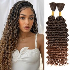 Boho Hair for Braiding, 2 Bundles 18 Inch Deep Wave Bulk for Boho Braids No W...