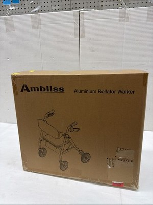 Ambliss Rollator Walker with Seat Lightweight Foldable Rolling Light Blue 