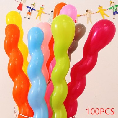100Pcs Multicolor Spiral Long Balloon Unique Twist Spiral Latex Balloon Kids **p