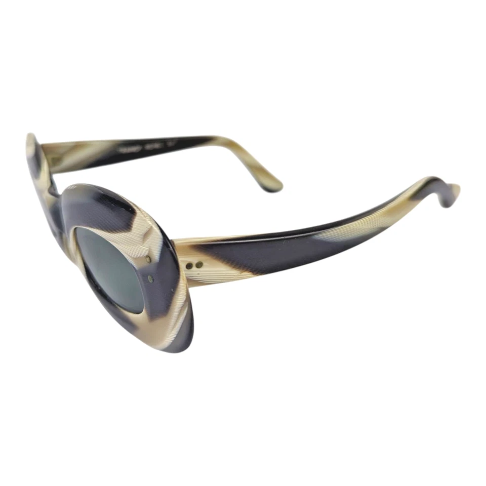 Vtg French Mod Sunglasses Black White Cateye 50s 60s Made in France "Renee" 537 - Image 3 of 4
