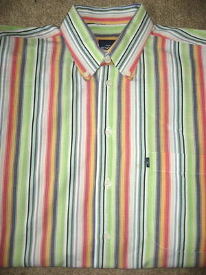 Mens Color Striped ENGBERS of GERMANY Short Sleeve Shirt XL