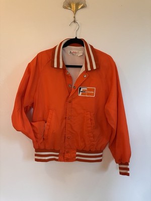 Vintage FRAM Autolite Bomber Jacket Orange USA Made Grunge Workwear Size M A8