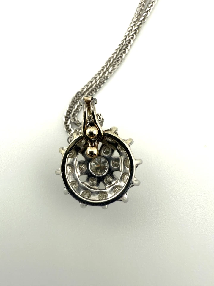 0,56 ct. Pingente aglomerado de diamante TW ouro branco 14K com corrente de ouro branco 18K 18” - Imagem 4 de 4