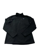 Patagonia Better Sweater Jacket Mens XL 1/4 Zip Company Logo On Sleeve Black