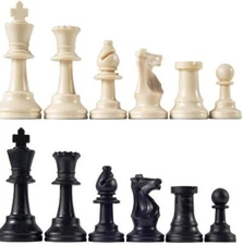 Staunton Tournament Chess Pieces, Triple Weighted with 3.75" King and 2 Extra Qu