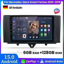 Autoradio Carplay 6+128GB Android15 GPS Navi DAB+ per Smart Fortwo 451 2005-2015