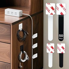 50 Pcs Self Adhesive Cable Tie Reusable Made of 3M, Multi-Purpose Heavy Duty ...