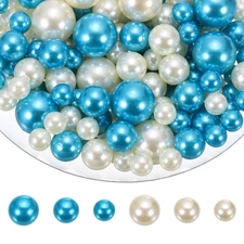 150 Pcs Pearl Bead for Vase Filler, 20/14/10mm Floating Beads(Lake Blue Beige)